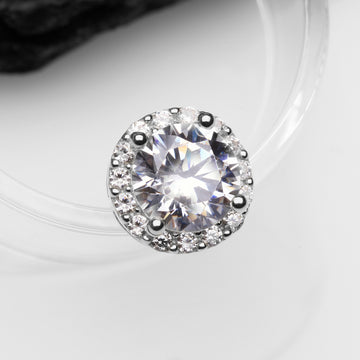 Detail View 1 of 14 Karat White Gold Brilliant Sparkle Burst Dermal Anchor Top Part-Clear Gem